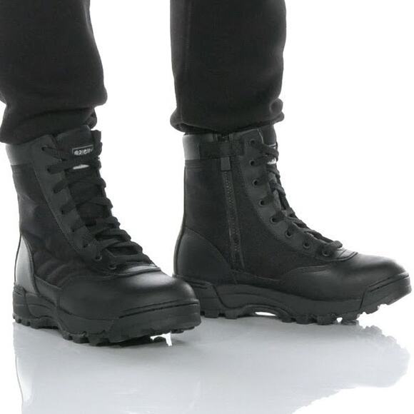 Original S.W.A.T Size 9.5 Black Leather Classic 9" Side Zip Combat Boots P33-12 - Picture 1 of 10